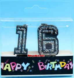 Extra Large Paraffin Tearless 16th Birthday Candle