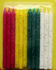 Paraffin Wax Glitter Cake Candles Red / Yellow / Green / White Color For Wedding Party