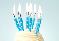 10pcs Blue Color Printable Birthday Candles With White Dots Painted Unscented