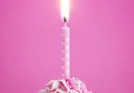 Shining Pink Birthday Candles For Cupcakes With White Dots Tearless Eco Friendly