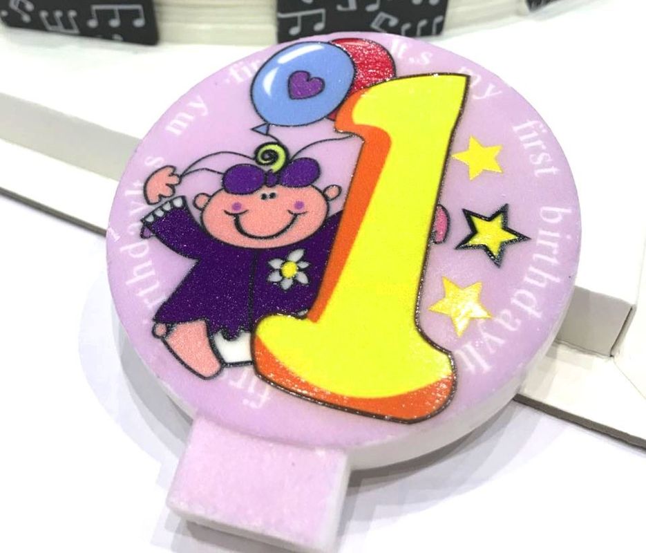Specialty Round Numeral Candles For Birthdays With Colored Background Star Printed